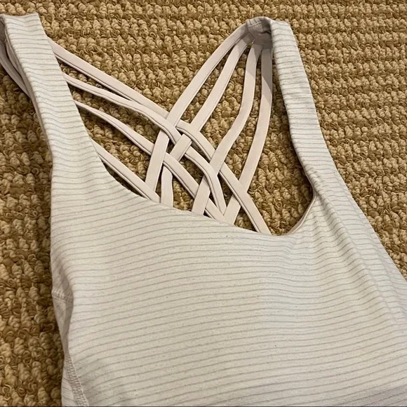 Lululemon Wild Open Back White Striped Tank 6 - Picture 3 of 8